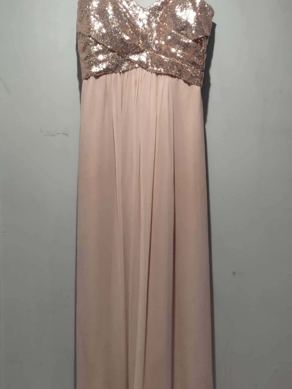 B2 Jasmine Strapless Sequin Chiffon Prom Dress in Blush